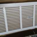 HVAC Premium 20'' x 8'' [Duct Opening] Flat Stamped Steel Return Air Grille - Sidewall and Ceiling - HVAC Vent Duct Cover - White [Outer Dimensions: 21.75''w X 9.75''h]