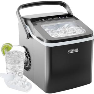 ICEMAN Dual-Size Ice Maker Countertop - Portable Ice Machine, Large and Small Ice Machine Maker with Self Cleaning, 9 Cubes in 7 Mins, 22lbs/24hrs, for Home, Kitchen, Office, Party, Ice Scoop Included