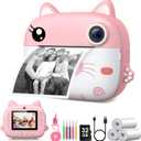 Kids Camera Instant Print, 3.0" HD Screen Kids Instant Cameras, Christmas Birthday Gifts for Girls Boys 3 4 5 6 7 8 9 10 Year Old, Portable Toddler Travel Toys with 32GB Card & 3 Rolls Printer Paper (Dark Pink)