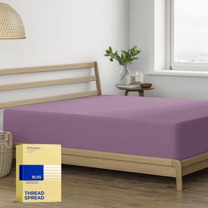 Thread Spread King Size Fitted Sheet Only - 100% Egyptian Cotton 600 Series Bliss Collection Deep Pocket King Fitted Sheet (Plum), Cotton Fitted Sheet King Size, Soft Cooling Bottom Sheet