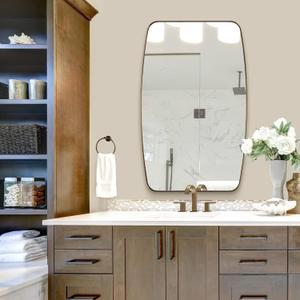 ANDY STAR Gold Oval Mirrors for Bathroom, Large 24x36 Brushed Gold Metal Framed Oblong Wall Mirror, Modern Brass Vanity Mirror in Stainless Steel Frame Wall Mount Horizontal or Vertical