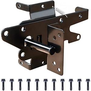 Heavy Duty Gate Latch, Post Mount Automatic Self-Closing Door Latch,for Wooden/Vinyl Fence, Pool,Garden Outdoor, W/Mounting Screws (Black)