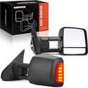 A-Premium Towing Mirrors - Compatible with Toyota Tundra 2007-2021, Sequoia 2008-2017 - Manual Folding Heated Telescoping Black - with Power Glass Turn Signal Running Light - Pair Set