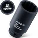 Feekoon Axle Nut Impact Socket, 30mm, 12 Point, 1/2 Inch Drive, CR MO, Spindle Nut Socket for Removing Axle Shaft Nuts, Universal Fit Nuts Remover, Deep Well Hub Release Tool for Impact Wrench