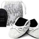 Silky Toes Womens Foldable Lace Wedding Flats Comfortable Bridal Dressy Shoes (XX-Large)