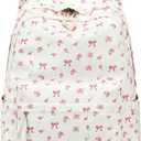 School Backpack for Teen Girls Women Laptop Backpack College Bookbags Middle School Travel Work Commuter Back Pack (Beige Bow Tie)