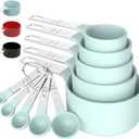 TILUCK Measuring Cups & Spoons Set, Stackable Cups and Spoons, Nesting Measure Cups with Stainless Steel Handle, Kitchen Gadgets for Cooking & Baking (Green) (5+5)