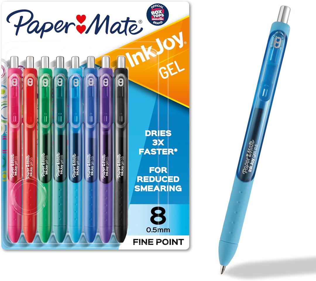 Paper Mate InkJoy Fine Point Assorted Gel Pens, Enjoy Smudge-Free Writing with Quick Dry Ink, 8 Pack