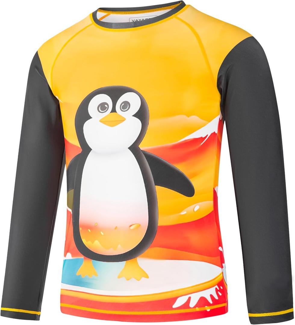 VAYAGER Boys Rash Guard Swim Shirt Long Sleeve for Kids Youth UPF+ 50 Sun Protection Rashguard Water Swimming Fishing Shirts XS