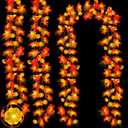 3Pack&Timer-Thanksgiving Decorations Fall Garland with Pumpkin Lights for Home,30Ft 60LED Thanksgiving Garland Lights Patented Enlarged Maples Leaf Battery Operated Indoor Outdoor Fall Christmas Decor