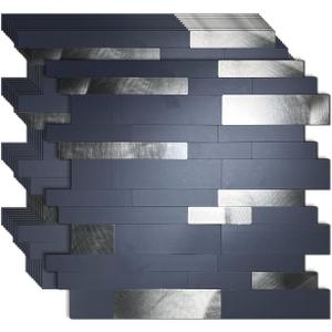 WEIMEISC 10-Sheet Peel and Stick Backsplash Tile, PVC Mixed Metal Stick on Backsplash Tiles for Kitchen (Grey+Frosted Grey)