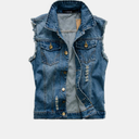 FASHION Jeans Denim Vest Brush Outfit Motorcycle Waistcoat Ripped Jean Vest 2XL