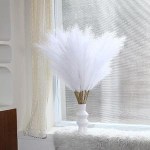 7 Pcs 42 inch Tall Faux Pampas Grass Decor, Large Artificial Beige Pompous Grass Bulk, Long Fake Pompas for Floor Vase Filler, Wedding, Baby Shower, Home and Boho Decor (Beige)