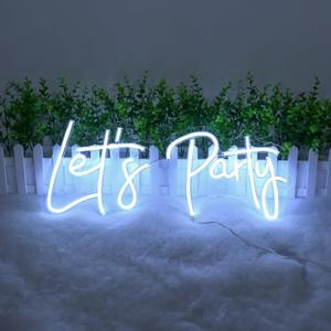 Let's Party Neon Signs, Neon Light Sign for Wall Decor 20 x 9Inches Large LED Neon Sign Art Decorative Lights for Wedding Party Home Bar Store Festival, White
