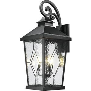 Emliviar Outdoor Light Fixture for Porch, 27-Inch Extra Large Exterior Porch Lantern Light, Waterproof Aluminum Outdoor Wall Sconce in Black Finish, WE301BL-SD BK