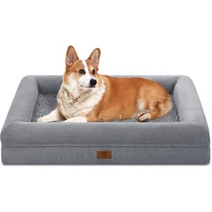 Large Dog Bed Orthopedic for Large Sized Dogs, Waterproof Dog Bed with Removable Washable Cover, Egg Crate Foam Pet Couch Sofa with Non-Slip Bottom, Grey (33.0"L x 25.0"W x 6.5"Th)