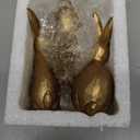 DN DECONATION Golden Polyresin Bunny Decor Rabbit Figurines, Easter Bunny Statue Set of 3 for Spring Tabletop Decor