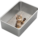 Kirecoo Stainless Steel Cat Litter Box XXL- Metal High Sided Cat Pan, Large Stainless Steel Box, Indoor Litter Tray, Non Stick, No Smell, Easy to Clean, Pet Toilet Supplies for Kitten, Kitty, Rabbit