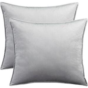 Wycian Pillow Cases for Throw Pillows, Square Throw Pillow Covers 2 Pack 18"X18" Silver Grey Rayon Solid Color for Sofa Bedroom No Filling