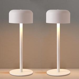 Cordless Table Lamps Set of 2, 6000mAh Rechargeable Battery Powered Lamp, 3 Color Stepless Dimming LED Table Light with Memory Function, Portable Table Light for Outdoor/Indoor/Restaurant (White)