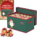 Christmas Ornament Storage Box Christmas Ornament Organizer Storage with Adjustable Dividers Fit 96 of 3 Inch 600D Oxford Fabric Ornaments Storage Container for Holiday Decorations (Green)