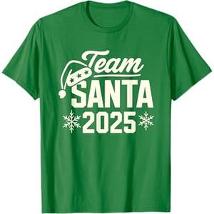 Team Santa 2025 Santa Claus Hat Christmas T-Shirt Size Small Youth Color Green S