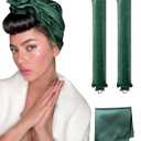 2 x YOSHUYUKI Classic Heatless Curls Overnight Rods No Heat Hair Curlers to Sleep Jumbo Foam Large Hair Rollers for Long Short Hair Heatless Curling Rod Set Styling Tools with Satin Scarf Green