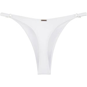 RELLECIGA Women's Adjustable High Cut Thong Bikini Bottom (Medium, White)