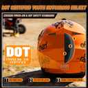 Loyoriwy DOT Certified Kids Motorcycle Helmet for Boys Girls 6-18, Lightweight Youth ATV Helmet with 15 Air Vents & Removable Liner, Motocross Dirt Bike Helmet，for Motocross/ATV/Go-Kart, Orange, Large