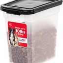 IRIS USA Airtight Dog Food Storage Container, WeatherPro, Up to 10 lbs, For Dog Cat Bird and Other Pet Food Storage Bin, Keep Fresh, Translucent Body, Made in USA, Clear/Black 20.06"L x 16.13"W x 10.25"H