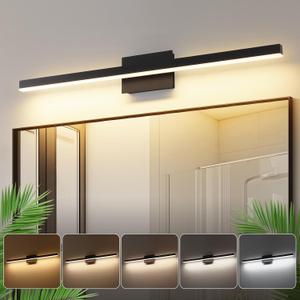Joossnwell Bathroom Vanity Light Black Dimmable 5CCT Bathroom Lighting FIixtures Over Mirror 39.37 Inch Modern Vanity Light bar Led Bath Light ETL Certificated, 39.37 Inch Long