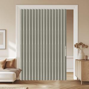 AJAZZ 100% Blackout Accordion Door Curtain Invisible Folding Door Accordion Doors Interior for Bedroom Living Room Doorway Curtain Sets Included Tracks (1 Pack, 72W x 79 L, Grey)