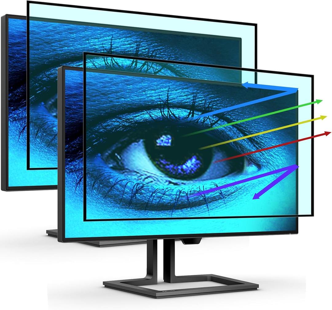 FILMEXT 2 Pack Removable 27 Inch Blue Light Screen Filter for Monitor 16:9 Frameless Monitor -Bubble Free High Clarity- Eye Protection Blue Light UV Blocking Protector for Thin Bezel Computer Monitor