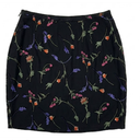 High-Waisted A-line Mini Skirt with Multi-Color Floral Embroidery, 13W" X 17L" 