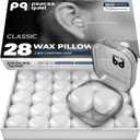 Peace&Quiet PQ Wax Ear Plugs for Sleeping - 28 Silicone Wax Earplugs for Sleeping and Swimming, Gel Ear Plugs for Noise Cancelling, Sound Blocking Level of 32 Db (28 Pillows), Color: White (Classic)
