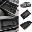 BestEvMod for Ioniq5 Armrest Storage Box & Lower Center Console Organizer Tray 2PCS with Rubber Trim Compatible with Hyundai Ioniq 5 2022-2024 Accessories (Armrest +Lower Tray) NOT FIT 2025