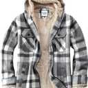 Women's Full Zip Fleece Flannel Jacket Plaid Sherpa Lined Jacket for Women (Medium, Light Grey)