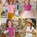 Oakgarden 3 Pack Girls Tops Short Cap Sleeve Boat Neck Kids Slim Fit Shirts Ribbed Teen Basic Casual Solid Trendy Tees Summer