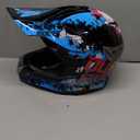 DOT Adult Dirt Bike Helmet with Goggles Gloves & Mask Adjustable Sun Visor Motorcycle Adult ATV Helmet Off-Road Motocross Downhill Moped MX BMX for Unisex Adult-188-Blue Cowboy, Large