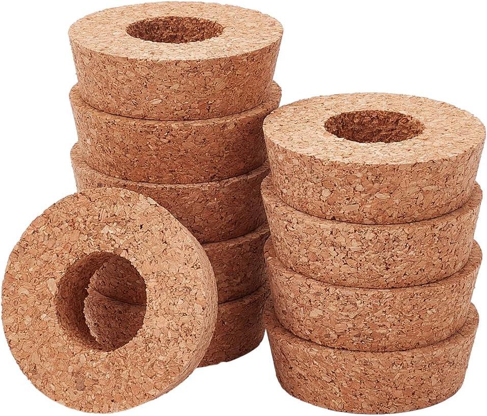 OLYCRAFT 10Pcs Cork Lids for Glass Planter 2.3-2.5 Inch Plant Corks with Center Hole Cork Stoppers for Hydroponic Plant Hydroponic Vase Lids Cork Replacement for Hydroponics Growing Vases