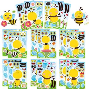 16 Pcs Make a Face Bees Stickers,DIY Your Own Cute Bee Stickers, DIY Party Favor,Classroom Rewards, Teacher Reward,Gift for Kids