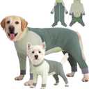 Dog Onesie Coat - Water-Repellent & Stretchable, Dirt-Resistant Outdoor Puppy Suit with Reflective Strips | Controls Shedding | for Small, Medium, Large Dogs (Olive Green, 2XL(Weight 23-33 lbs))