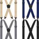 Sintege 4 Pcs X Back Hidden Suspenders 1.5 Inch Heavy Duty Hiking Suspenders for Men Adjustable Under Clothing Invisible Belt