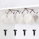 Cabinet Hook Mug Holder - Hanging Coffee Cup Rack for Kitchen, Under Cabinets Metal Hangers Organizer Shelf Storage Utensil (Brown)