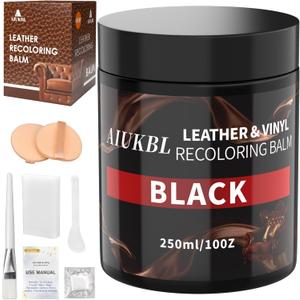 Leather Recoloring Balm, Leather Color Restorer, Leather Restorer for Couches, Leather Scratch Remover, Leather Scratch Repair, Leather Repair Kit for Furniture, Leather Dye (Black)