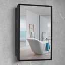 Movo Medicine Cabinet with Mirror, 16 inch x 24 inch Black Metal Framed Recessed Bathroom Medicine Cabinet Wall Mounted with Mirror