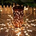 Solar Lanterns Outdoor Hanging Lantern Lights, Dragonfly Hollowed-Out Metal Decor Lantern, Waterproof LED Decorative Garden Light - Delicate Garden Decoration for Patio, Yard