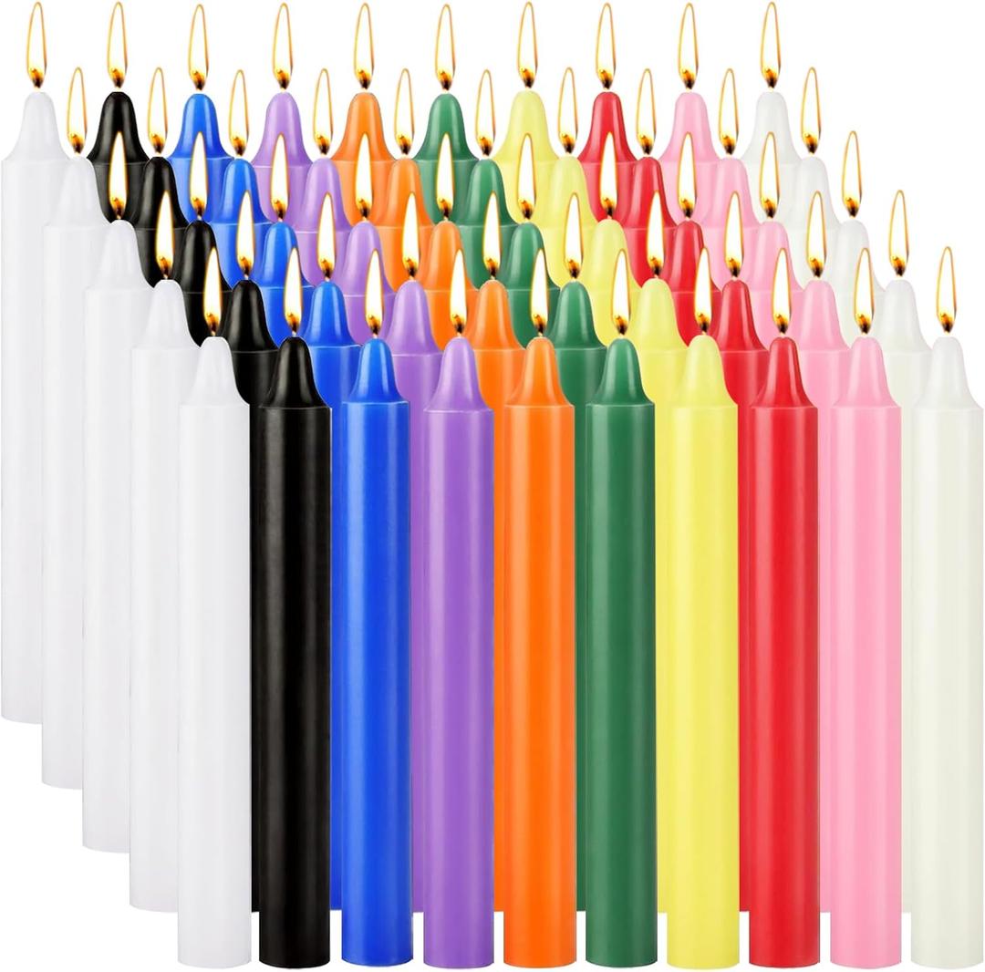 Spell Candles 100 Pack Bulk - 4 Inch Colored Mini Taper Candles for Rituals, Witchcraft & Wiccan Altar, Unscented Candles Compatible with Chime Holders, Prayer, Meditation, Birthday Decor