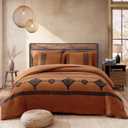 MaiRve Embroidery Comforter Set, Boho Farmhouse Western Bedding Set, All Season Bed in A Bag Comforter Set with Sheets, Pillowcases & Shams, Burnt Orange Queen 7 Pieces