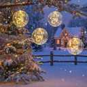 6 Pcs 15.7 Inch Lighted Christmas Inflatable Ball Outdoor Decoration LED Light Battery Operated Xmas Blow up Inflatable Glow Balls Decoration for Christmas Garden Yard Lawn Outdoor Home